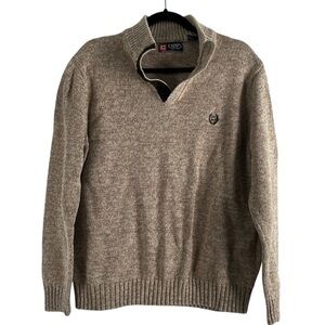 Ralph Lauren Chaps Men’s Oatmeal Sweater 1/4 Zipper Heavy Knit Long Sleeve Sz L